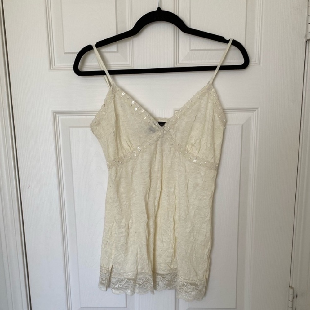 Lace Camisole Tank Top in Cream